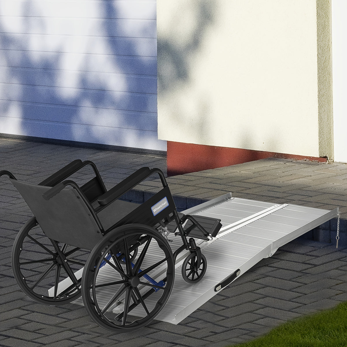 Wheelchair Ramp 6FT, Foldable Aluminum Threshold Ramp with Non-Slip Surface and Handle, 600lbs Weight Capacity, for doorways curbs and up to 2 steps