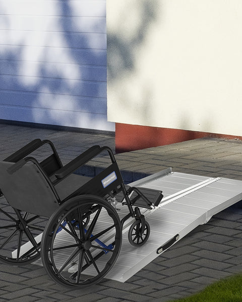 Rollstuhl-Rampe 6ft, faltbare Aluminiumschwellenrampe mit Rutschoberfläche und Griff, 600 lbs Gewichtskapazität, für Türen und bis zu 2 Stufen