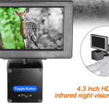 4.3 inch HD 1080P infrared night vision device displaying a deer in a forest with lions in the background.