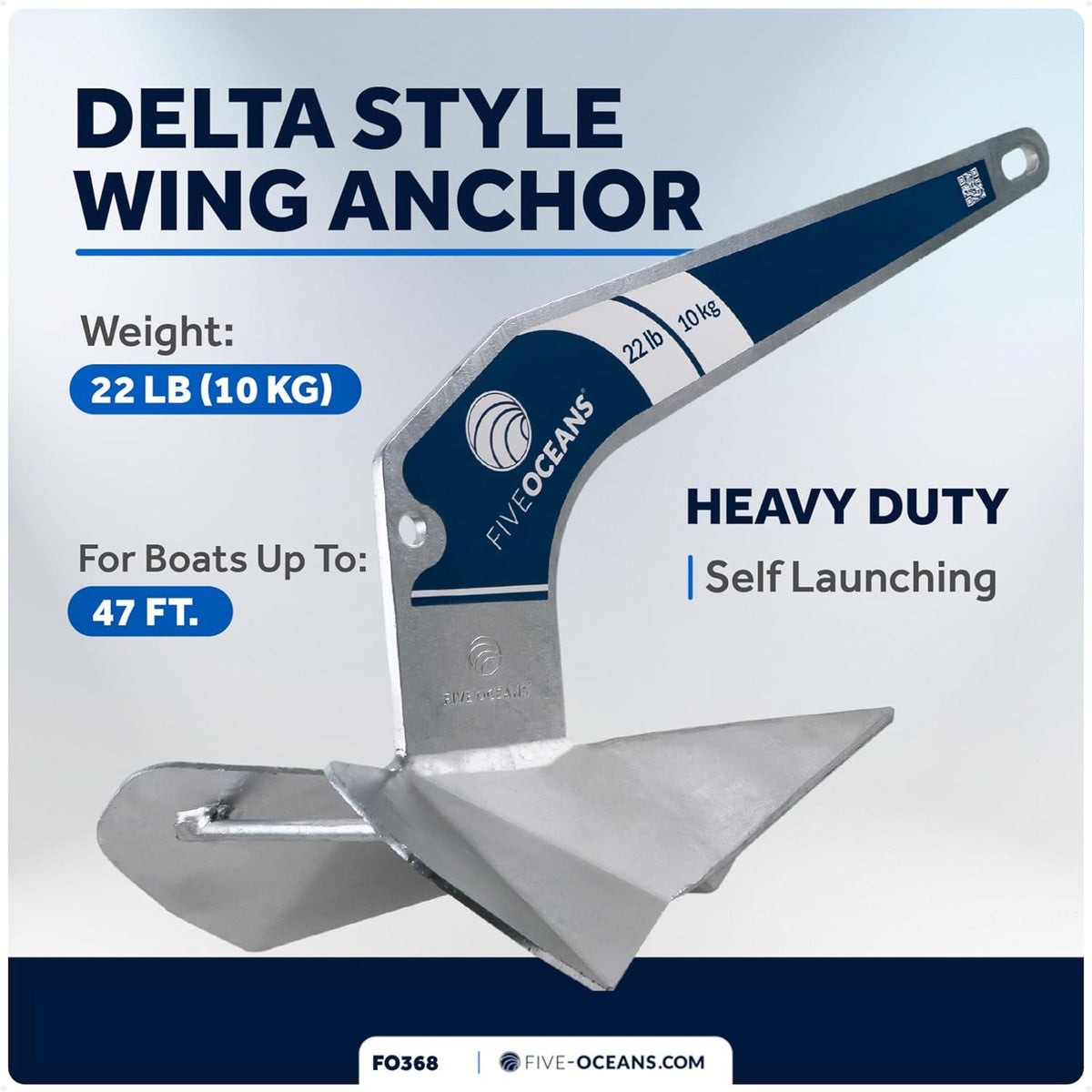 Five Oceans 22lb Delta Style Wing Galvanized Boat Anchor - Inclusive Inc