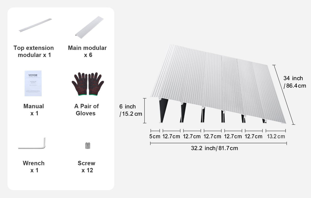 Hero Door Threshold Modular Aluminum Ramp - 1" to 6.5" Rise 800lbs