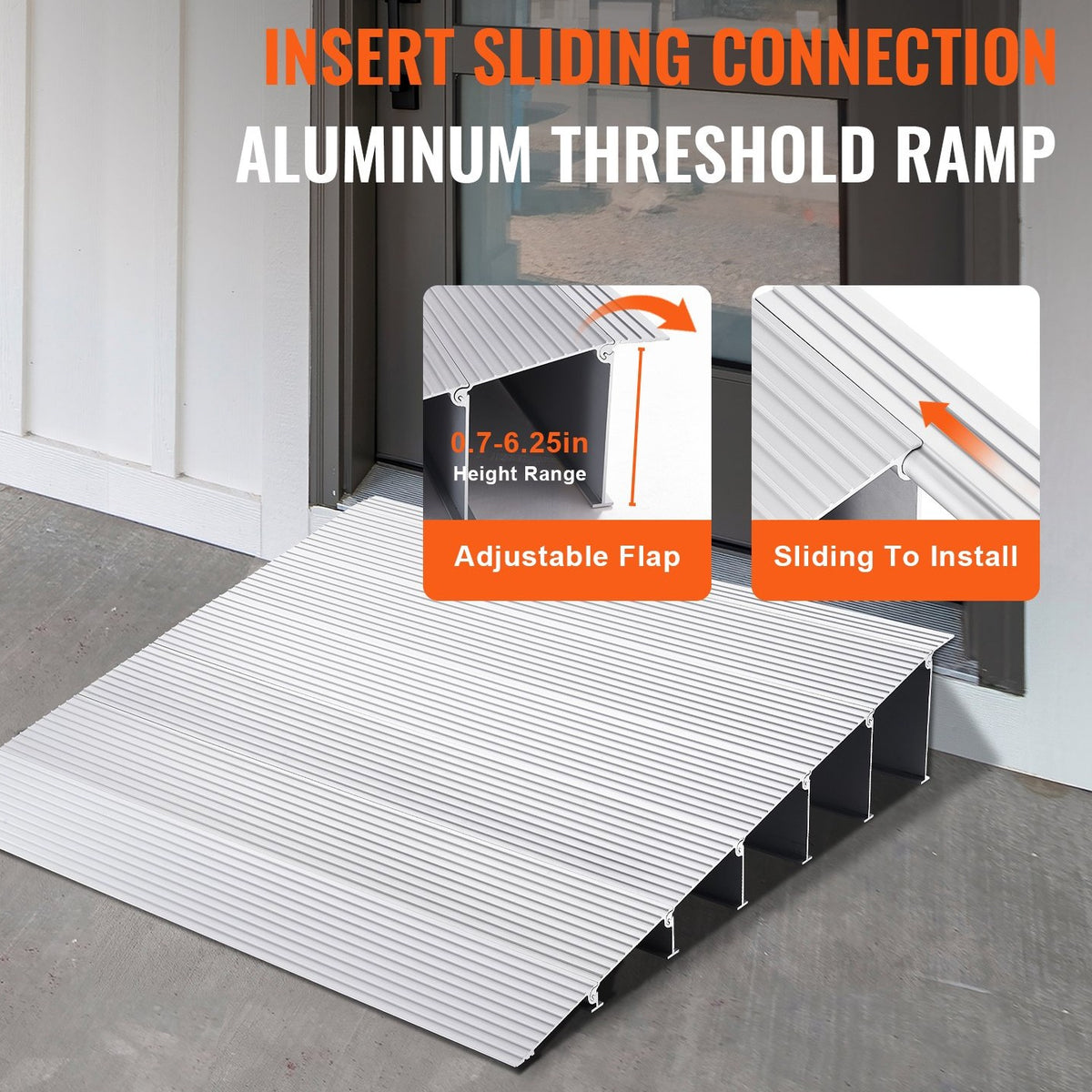 Hero Door Threshold Modular Aluminum Ramp - 1" to 6.5" Rise 800lbs