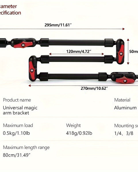 Montaje del brazo de fricción - 8 Junta 5 Sección de aluminio, multifuncional y giratorio + aluminio Super Clamp
