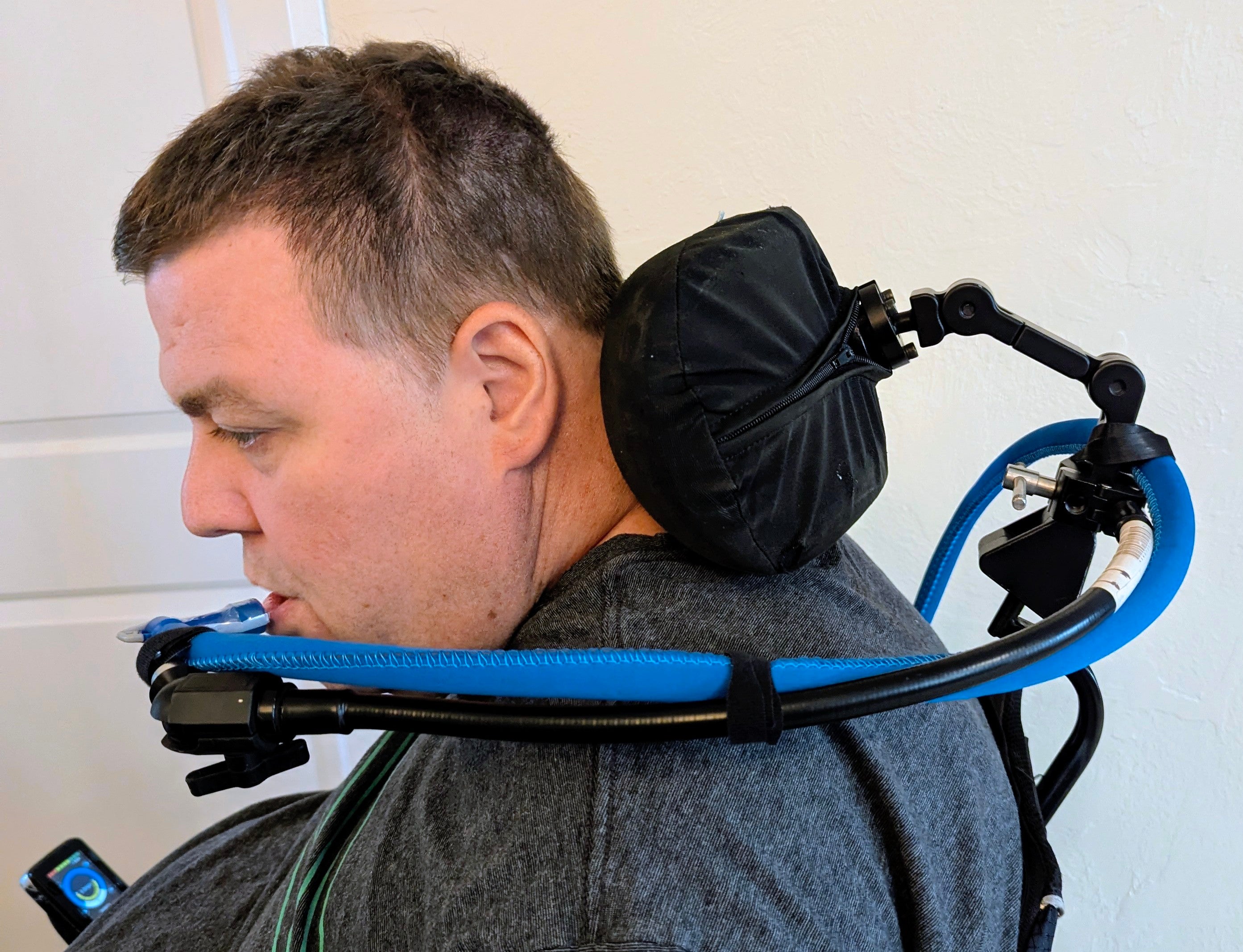 Wheelchair Headrest Post Mount for Sip-n-Puff or H20 Hydration