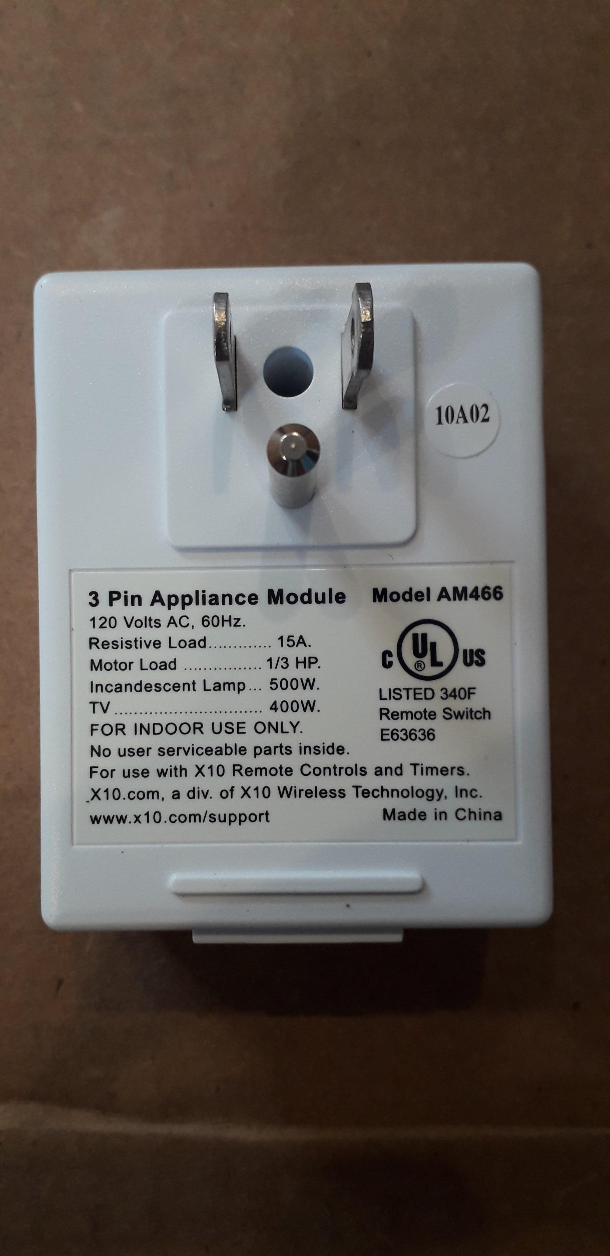 X10 AM466 3 Pin Grounded Appliance Module