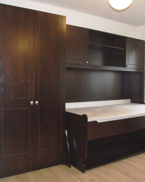 Horizontal Transforming Desk to Full (Double) Hidden Bed - Maple with Cherry Finish - Broadened Horizons Direct