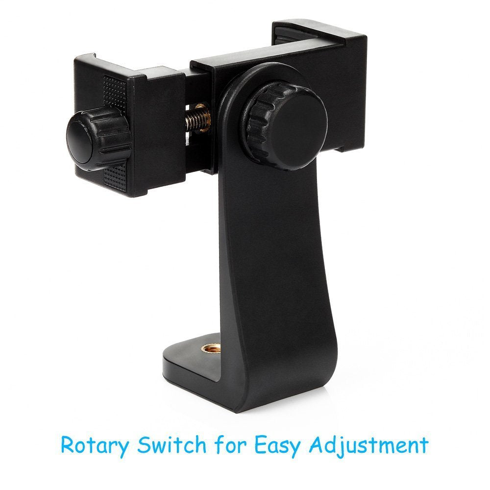 Soporte estilo abrazadera de 360° para smartphone para iPhone y Android de 2,25 a 4 pulgadas en montajes de tercer brazo o brazo robótico